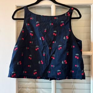 gap cherry cropped linen cotton tank